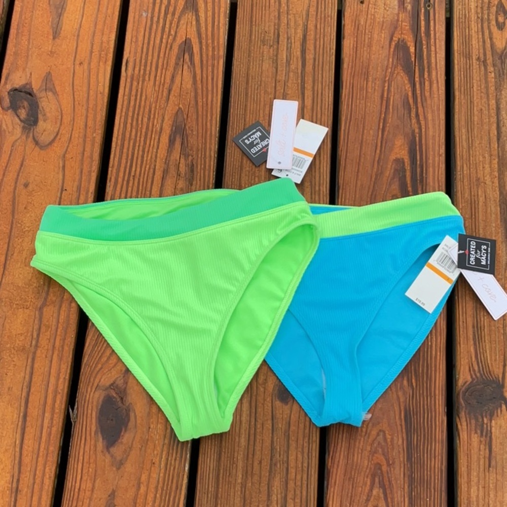 NWT 2 for 1 Salt + Cove Cheeky Bikini Bottoms In Neon Blue / Mint Size Small